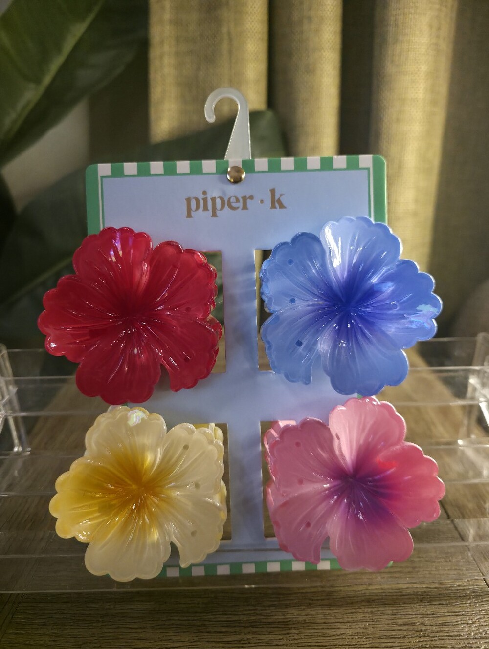 Piper K Floral Hair Clips in Red, Blue, Yellow, Pink